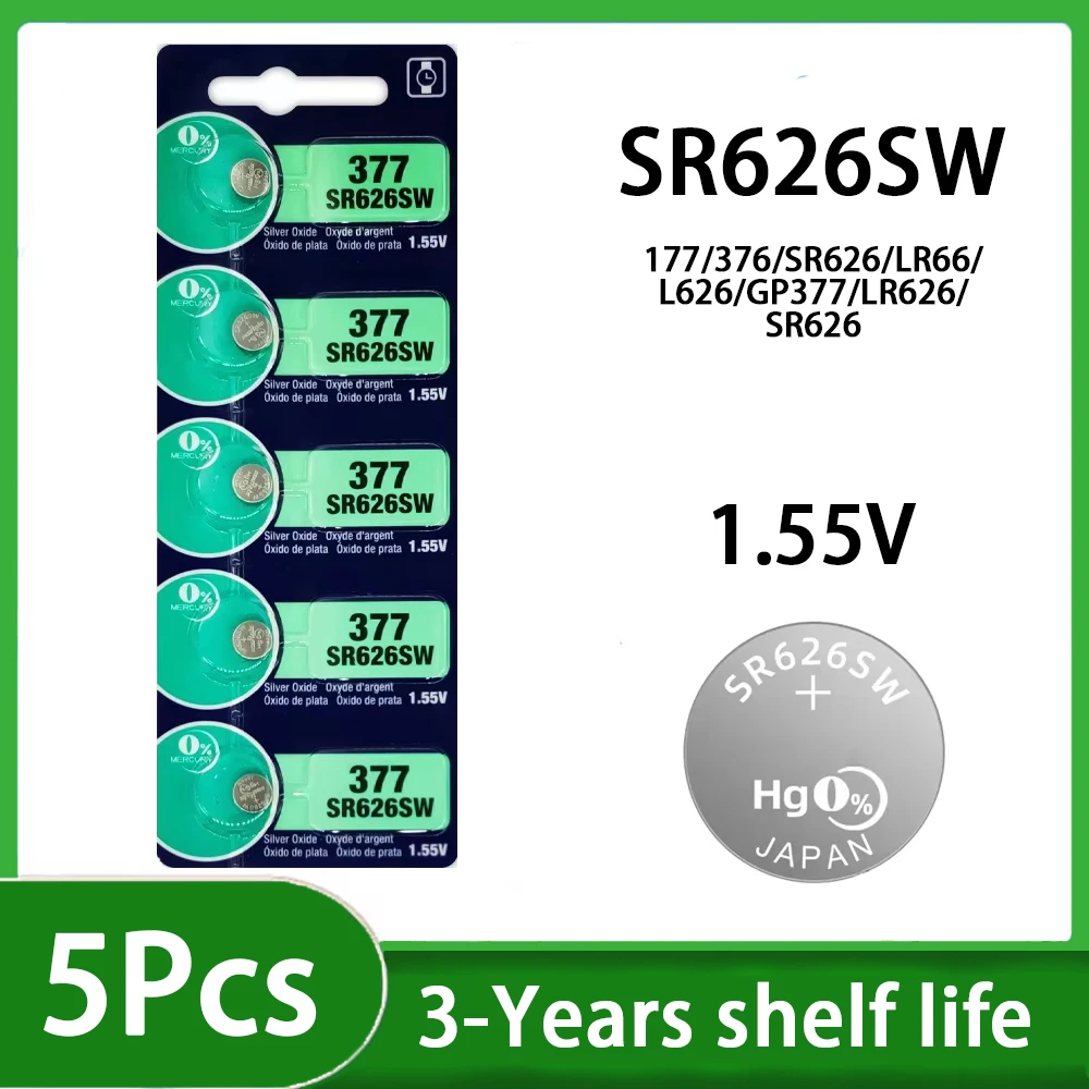 5-100Pcs 1.55V AG4 Button Batteries for SONY 377 SR626SW SR626 177 626 376 Coin Cell Alkaline Battery for Toys Watch Clock