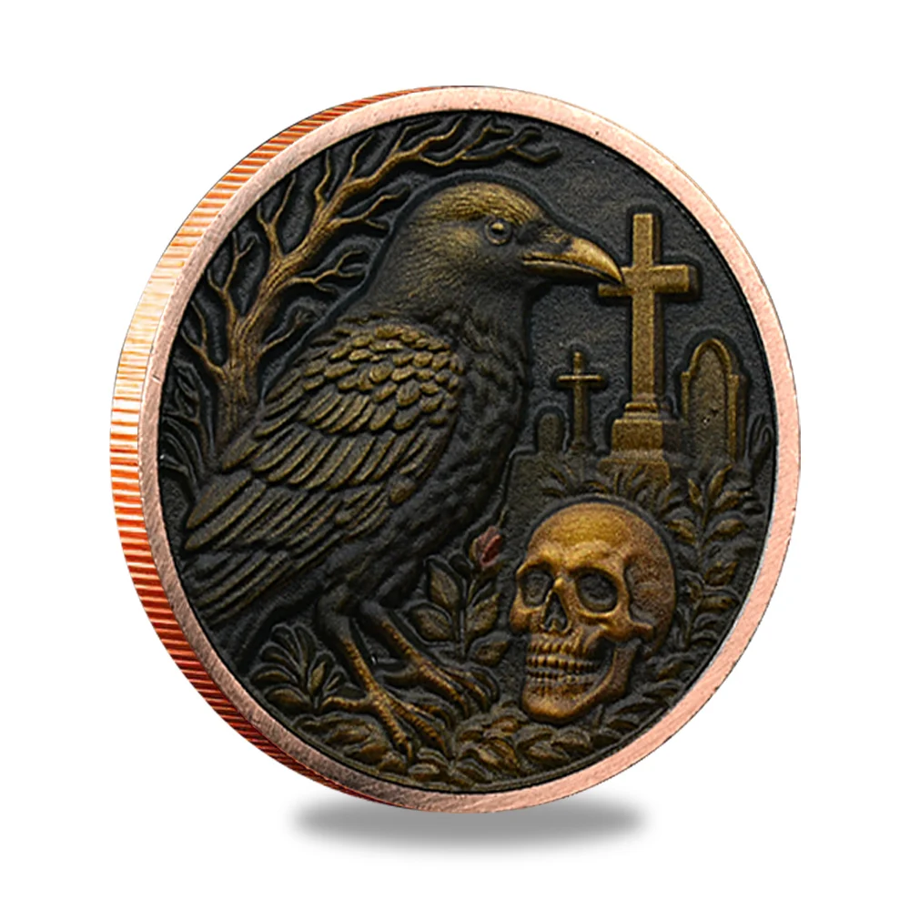 الموت الله، ميمينو موري سبائك الزنك الذهب الوردي التذكارية عملة الجمجمة جائزة معدنية عالية الجودة ثلاثية الأبعاد الإغاثة ميدالية نادرة
