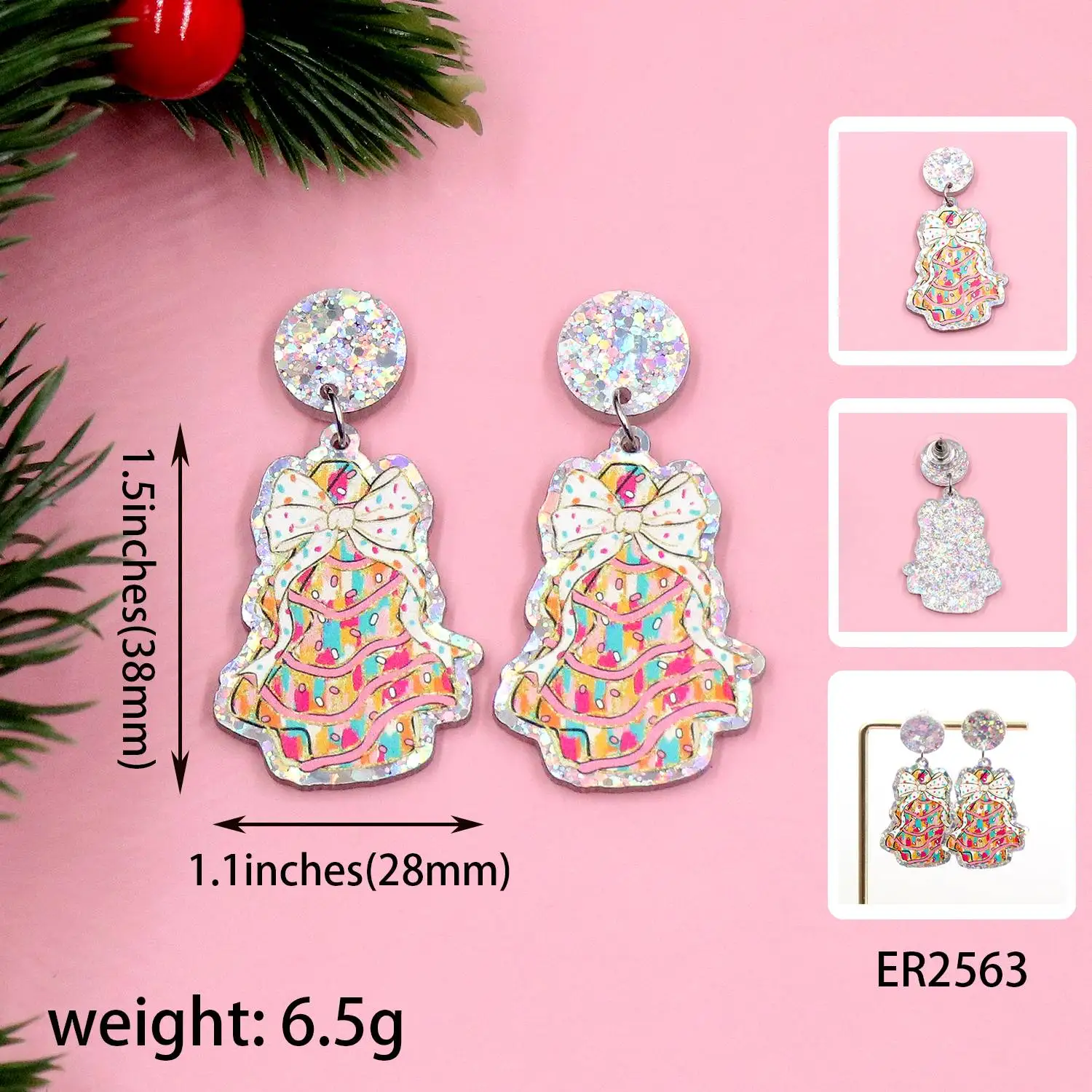 تخصيص عيد الميلاد استرخى أقراط القط hohoho سانتا سترة قبيحة شبح أنت خطيرة كلارك الاكريليك مجوهرات للنساء