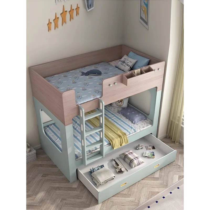 

Nordic minimalist and fresh breeze, with bunk beds parallel to the same width, modern bunk bed with hanging ladder