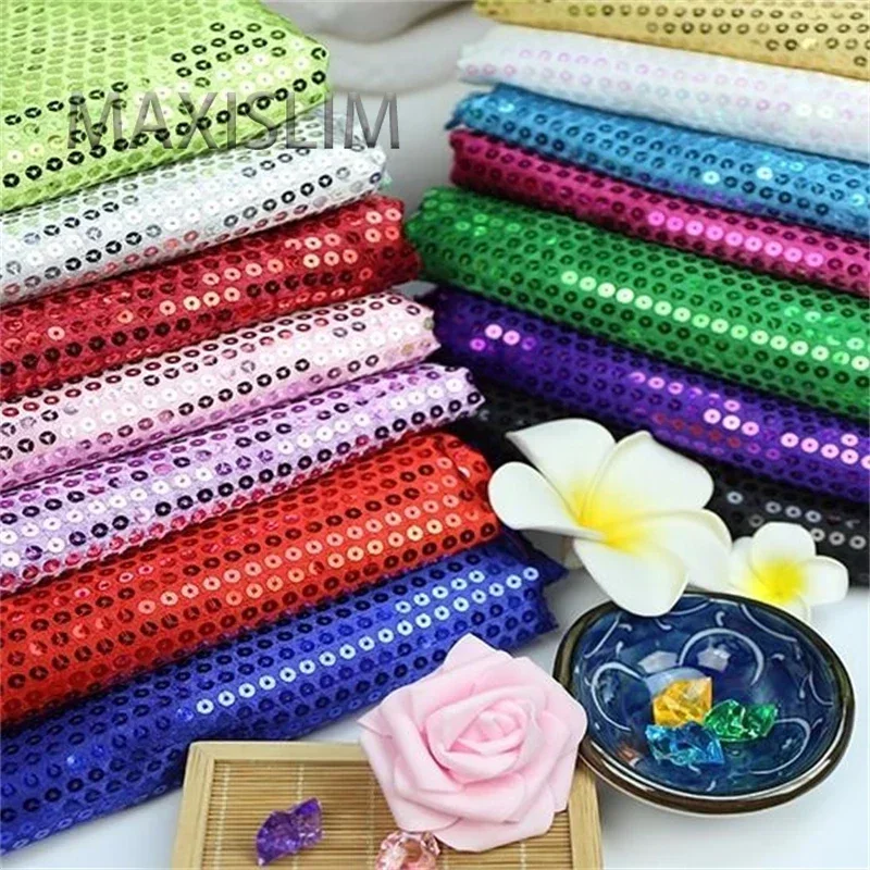 DIY 5MM Sequin Fabric Satin Fabric Embroidered Fabric Wedding Stage Performance Dance Clothing Fabric Tablecloth Home Decoration