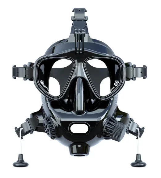 

Silicone full-face diving mask snorkel set, diving goggles mask, can be connected to an underwater breathing apparatus