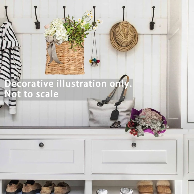 Hanging Basket for Front Door,Woven Wall Baskets for Flowers & Mails,Hangable Mount Storage Organize for Home,Garden-ABPX view 4