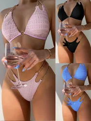 2026 Style Chain Bikini Set Beach Swimwear Women  Tankini Mujer Maio Biquinis Banador Femme Badpak Monokini