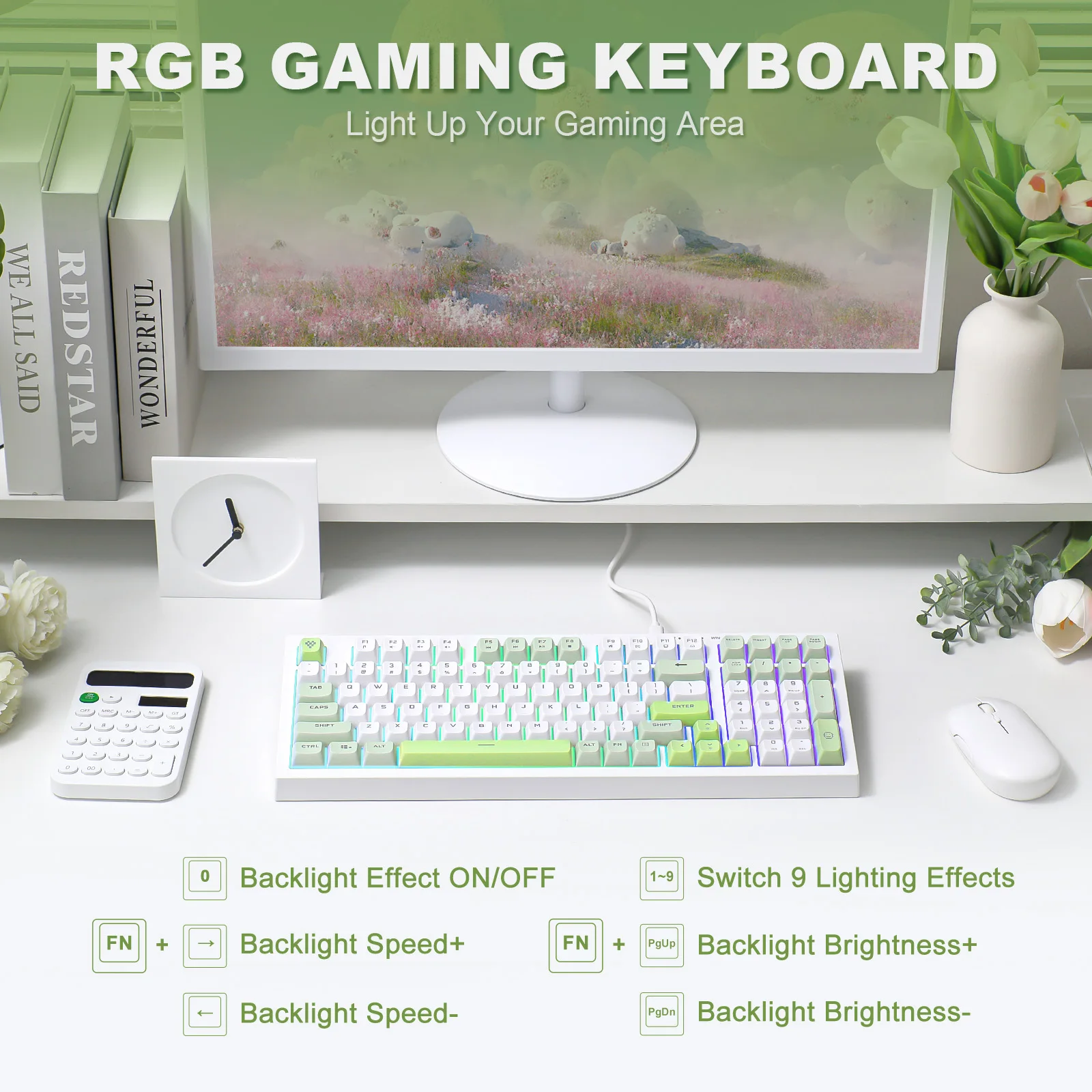 Imagem -05 - Teclado Retroiluminado com Fio Gaming Resistência a Derramamento Anti-ghosting Silenciosa Completa Numpad Membrana Branco 98 Chaves Yunzii-d98