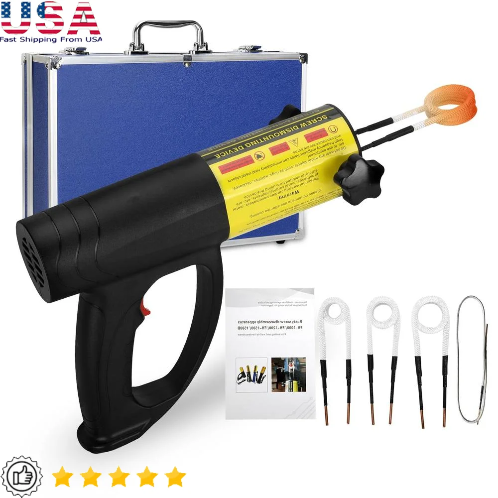 1500W Magnetic Induction Heater Bolt Removal Tool Fast Heat Induction 20s Handheld Bolt Heater Kit LED Light Overheating