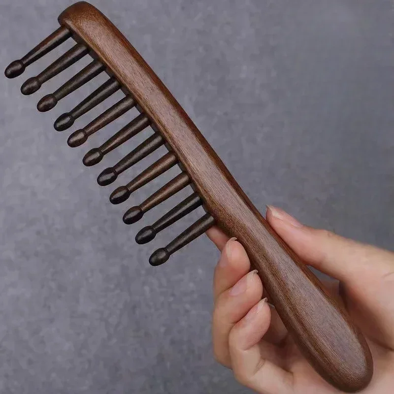 

1Pc Natural Wooden Comb Meridian Massage Anti-static No-snags Wide Tooth Comb For Women Girl Straight Curly Hair