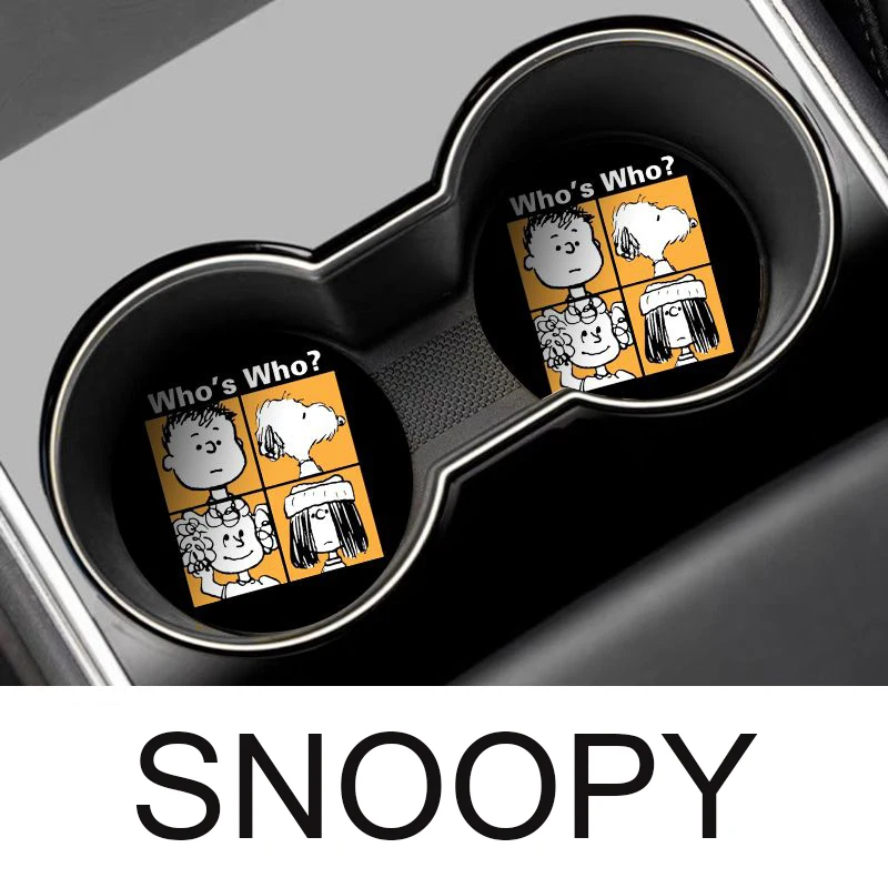 2pcs Snoopy Car Coaster Water Cup Slot Non-Slip Mat Bottle Pad Cartoon Universal Cup Holder Auto Decor Interior Accessories Gift