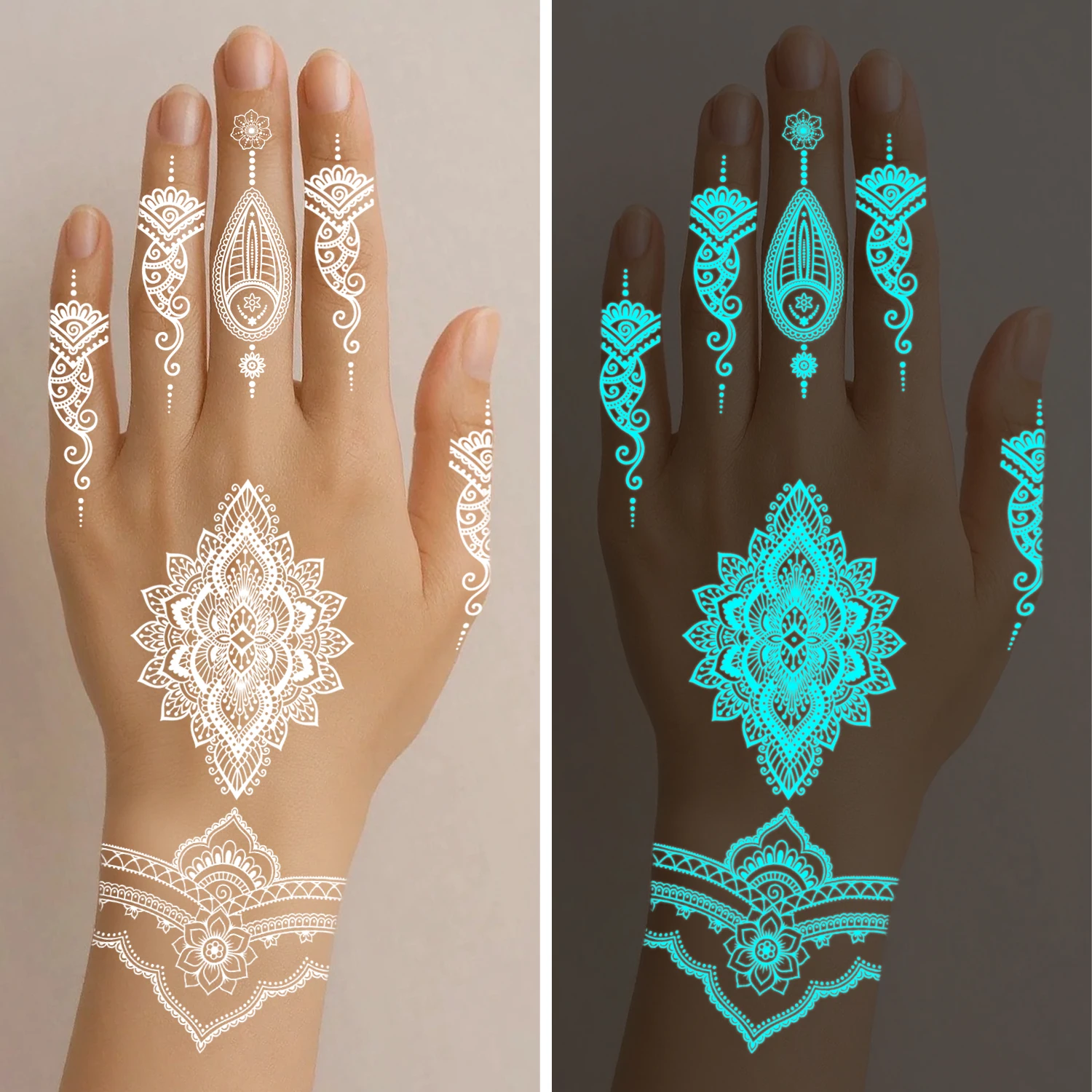 여성 소녀용 야광 타투 10장, 발광 임시 손 타투, - Women Accessories India 리뷰 및 가격