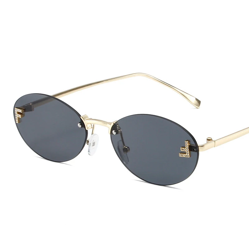 Personalized letter F sunglasses with diamonds, metal frame sunglasses, men\'s and women\'s metal hinge sunglasses