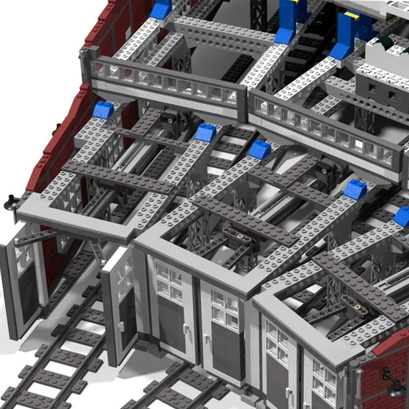 MOC 6796PCS Plattenspieler Roundhouse Ringlokschuppen Modell Architektur Kinder Ziegel Spielzeug Geburtstag Gebäude Weihnachten Geschenk Blöcke