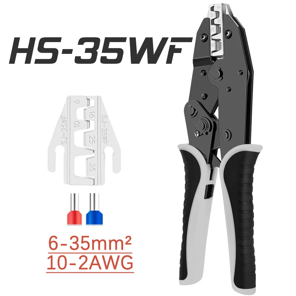 Hs-35wf 10 15 25 35mm 7-2awg Mini Crimp Pliers Multi Hand Tools Large Size Tube Bootlace Terminals Crimping Alicate 9 Inch