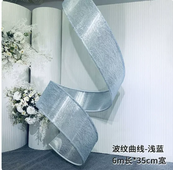 6M Free-Form Curved Wave Arch Spiral Sunshine Sheet Wedding Celebration Decorative Stage Ceiling Panels Versatile Event Lighting