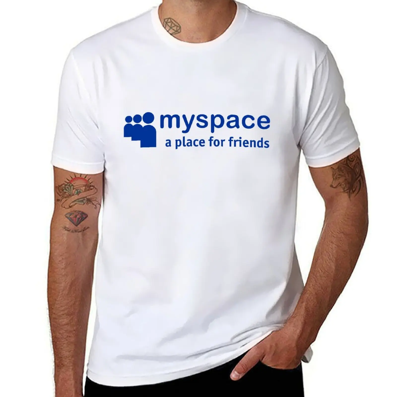 

Myspace Logo white T-Shirt cotton man t-shirts designer shirts heavy weight t shirts for men