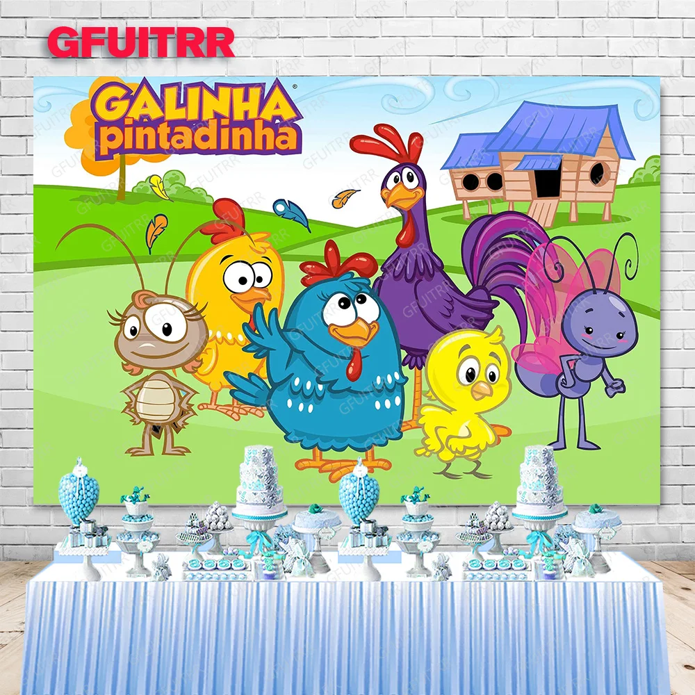 Galinha Pintadinha tลo dla dzieci fotografia imprezowa urodzinowa dekoracja tลa Baby Shower Studio fotograficzne rekwizyty do fotobudki