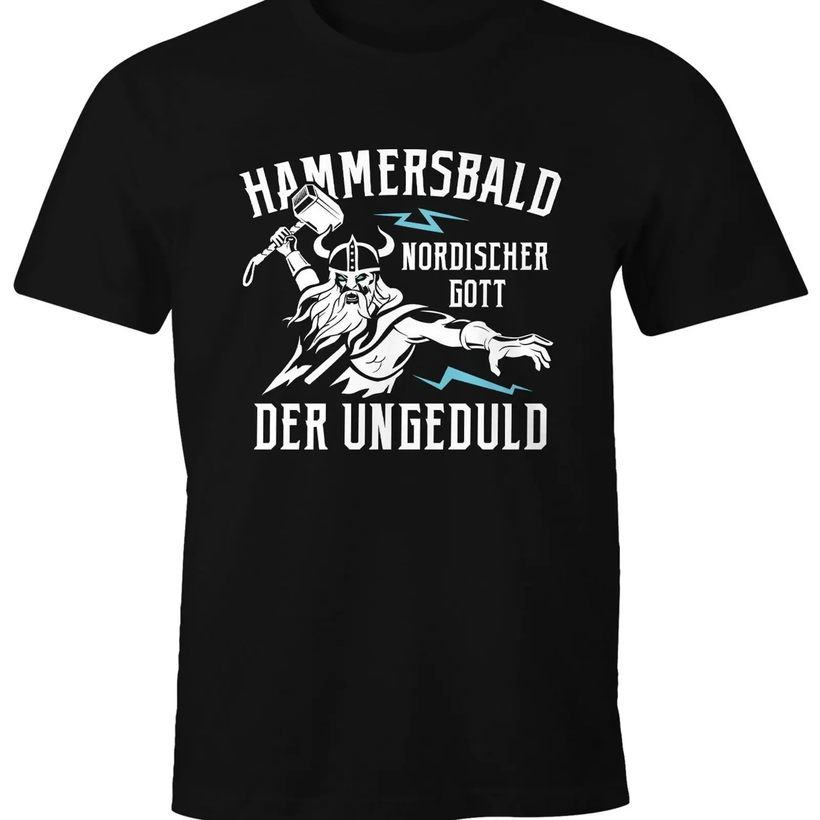T-shirt MoonWorks PrinT pour homme avec slogan amusant « Le dieu nordique de l'impatience », style vintage délavé, mode décontractée légèrement vintage