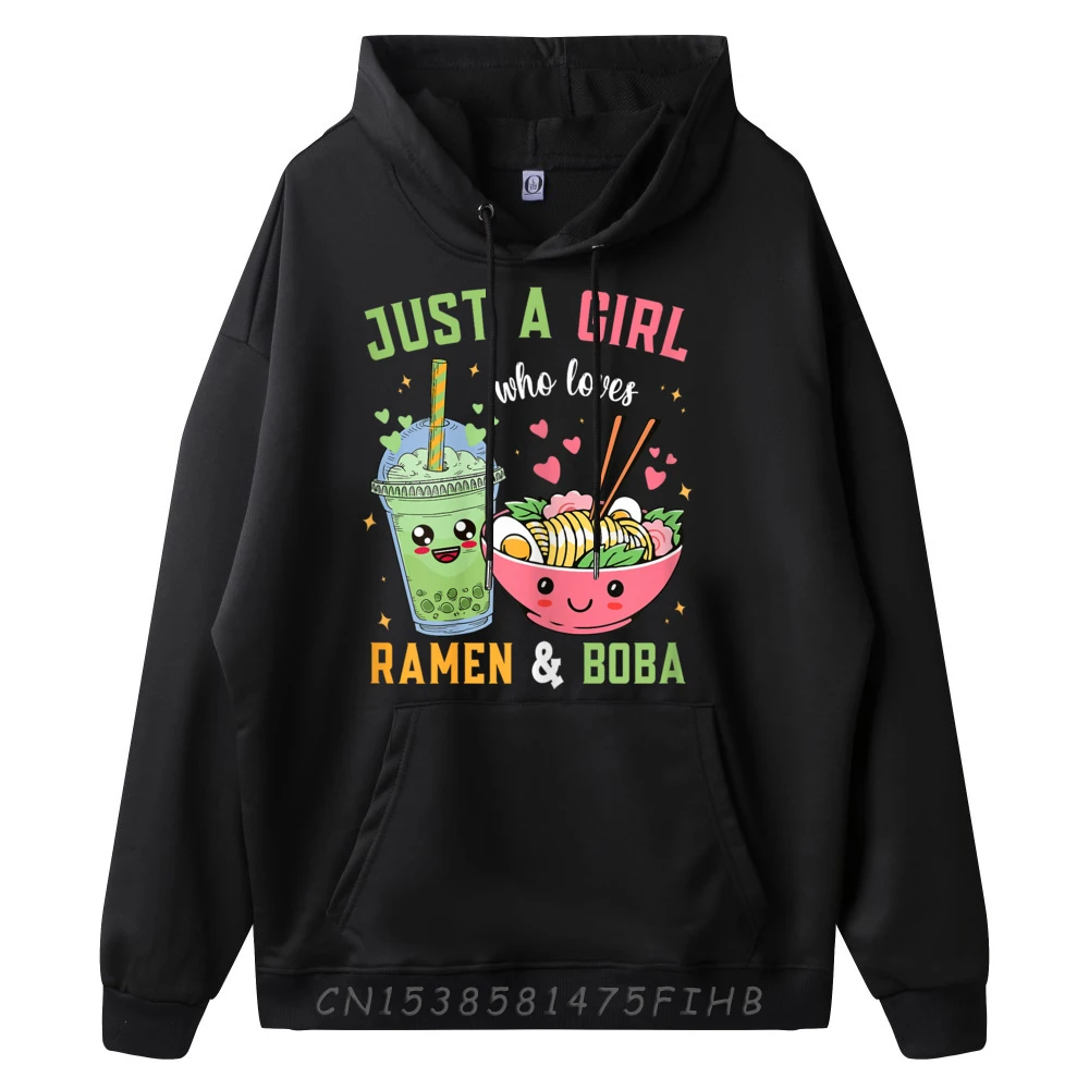 Just a Who Loves Ramen and Boba Kawaii Japanese Free Shippping Clothes Hoodies Men Family