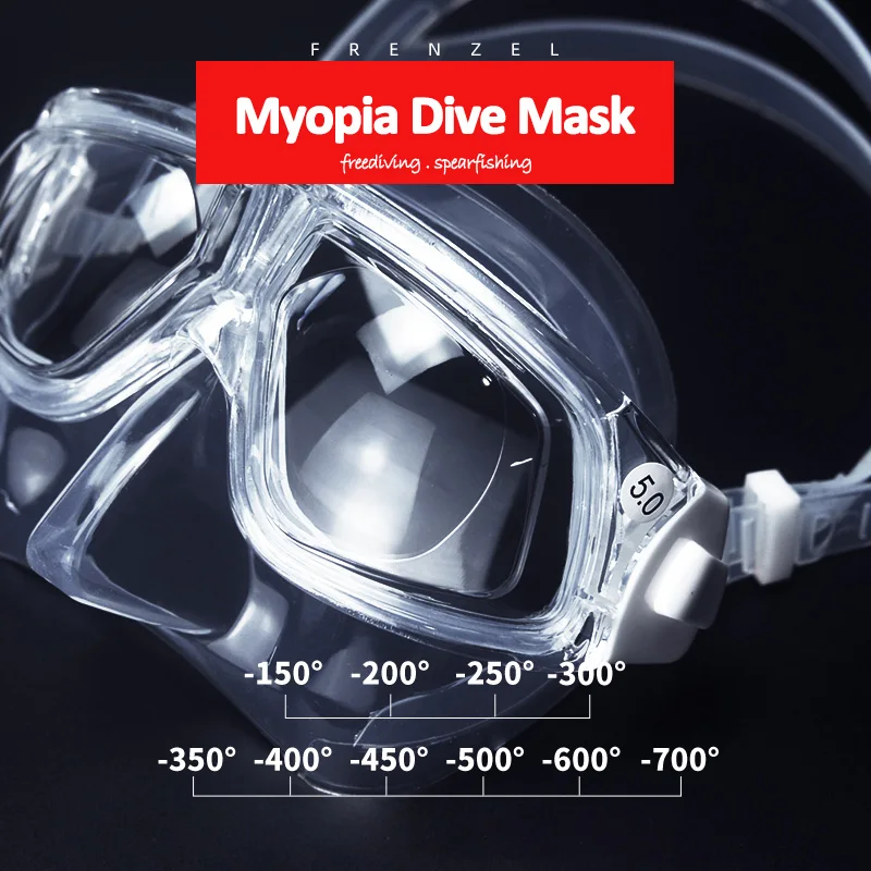 Nearsighted Diving Mask Anti-Fog Dive Goggles with Myopia Lens for Shortsighted Adult Youth Freediving, Spearfishing, Scuba Dive