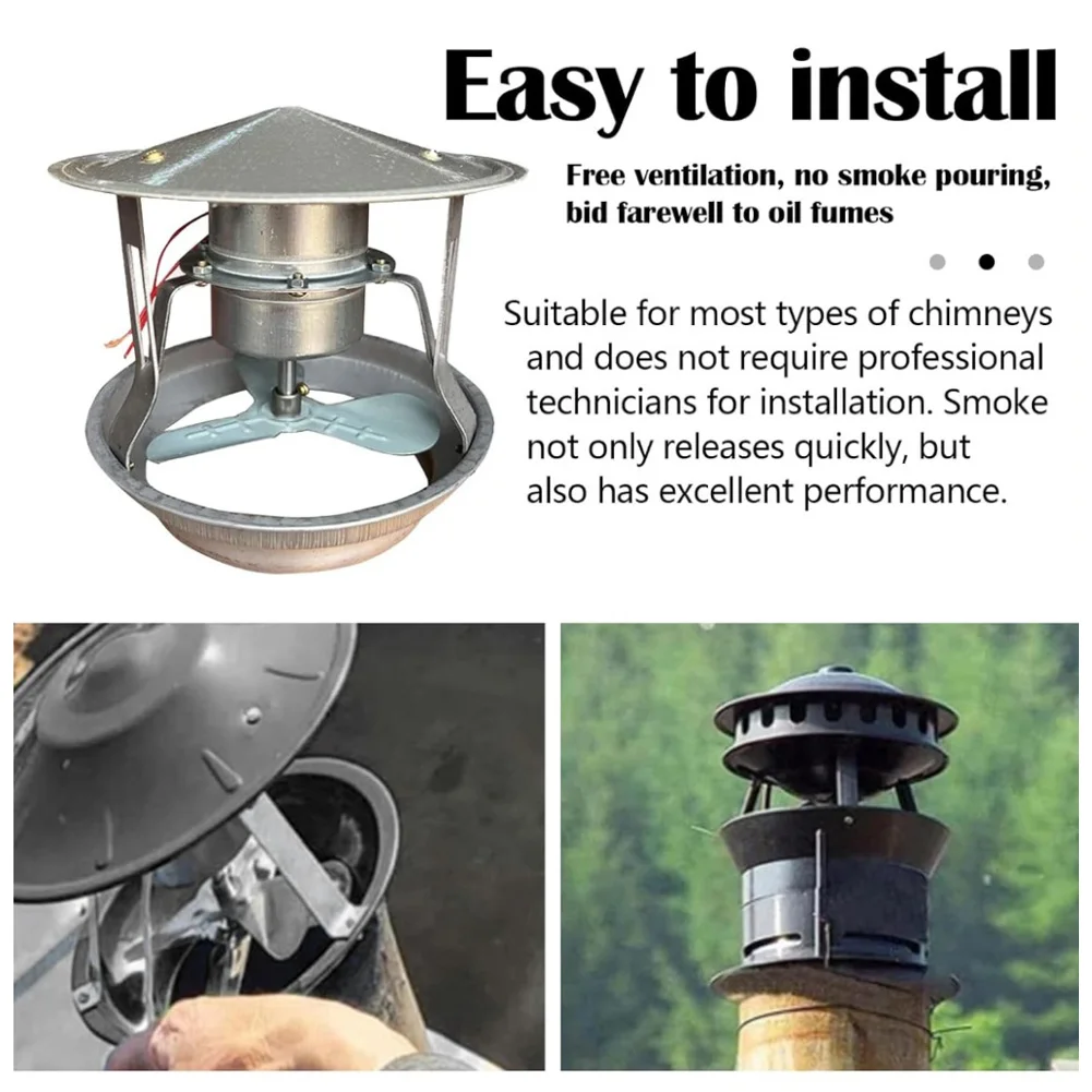 Metal 40 W Flue Fan Chimney Ventilation Exhaust Fan for Smoke Removal Compatible with Fireplaces Ovens Boilers