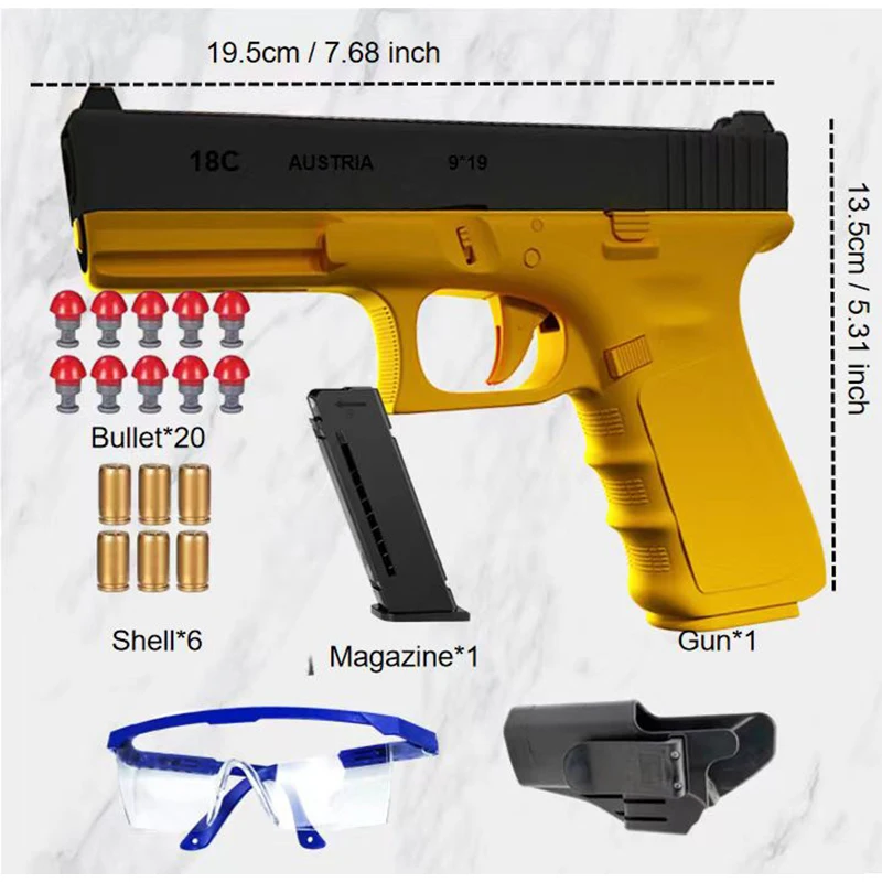 

G18 Airsoft Pistol Armas CS Shooting Weapons Gun Toy Shell Ejection Soft Bullet Toy Gun For Teen Boys (Continuous Emission)