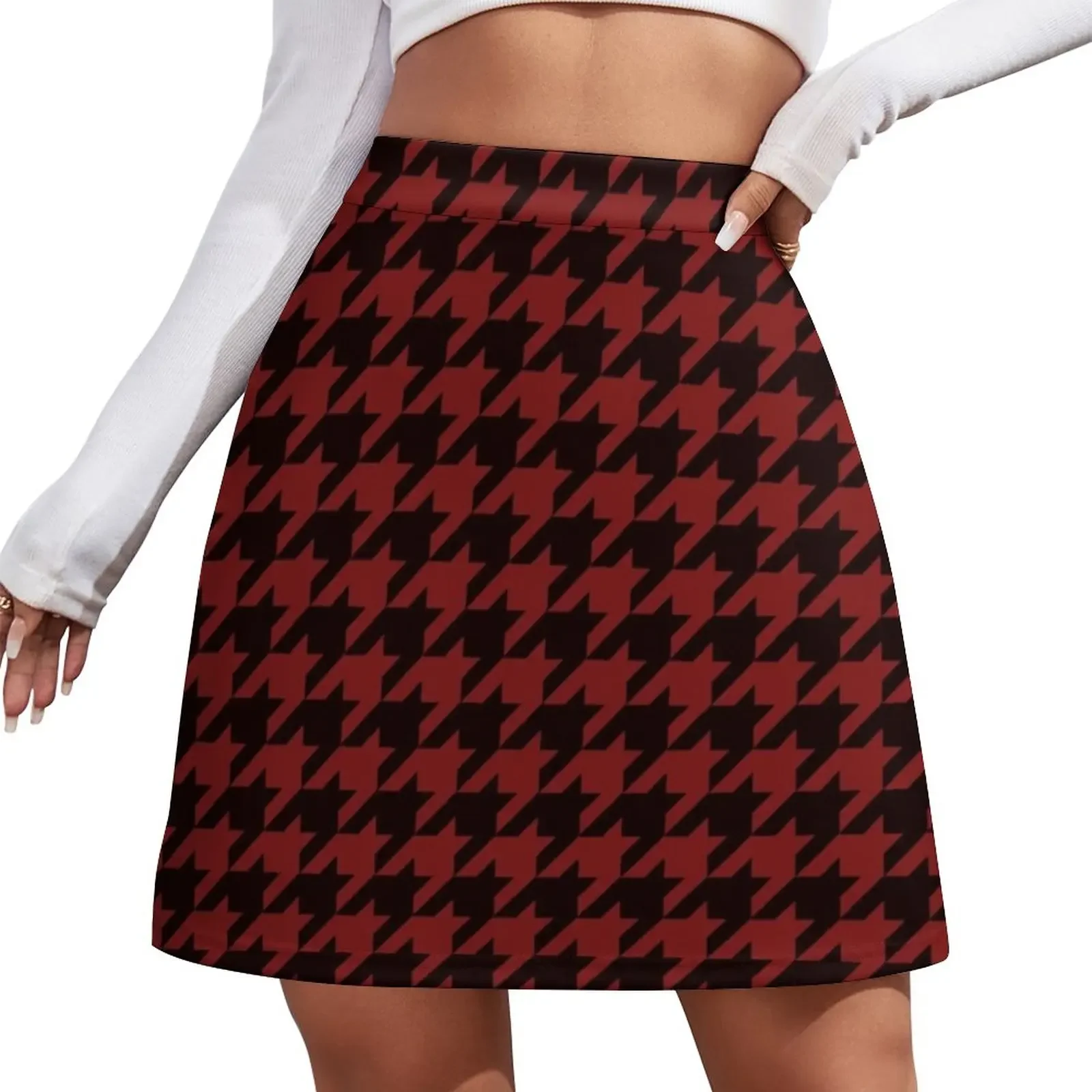 Anias Plaid Matching Red & Black Houndstooth Large Details Mini Skirt women's summer dress 2024 women's clothing korea stylish