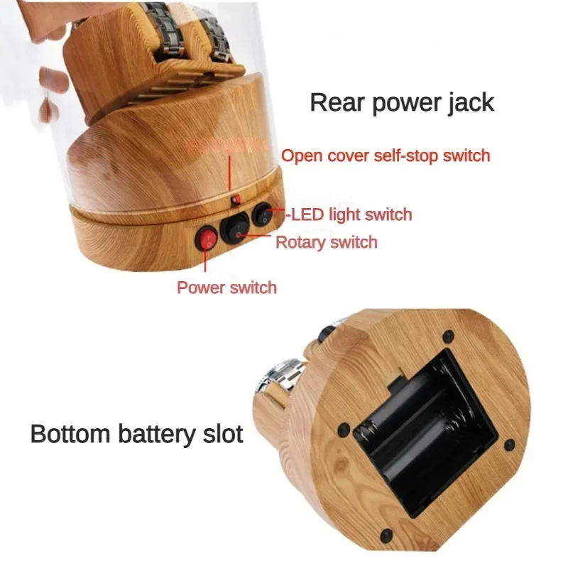 حامل مُنظِم صامت لساعة الدوران الأوتوماتيكي، ملحقات ساعات تبديل 5 سرعات مع غطاء بتصميم مضاد للمغناطيس