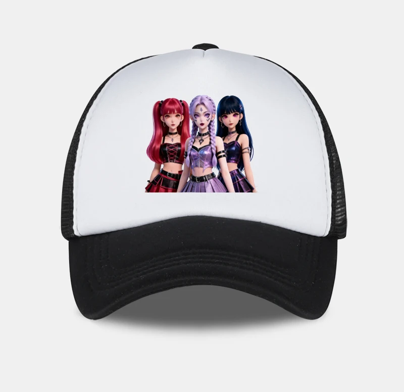 Coole und stilvolle, von K-Pop inspirierte bedruckte Schwamm-Mesh-Kappe: Verstellbar, atmungsaktiv, für den Außenbereich, lässig, Unisex-Sonnenhut – Detail 3