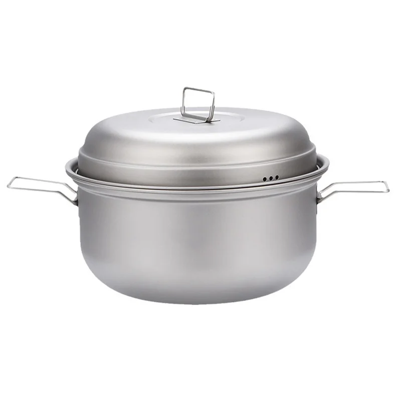 

Титановый набор суповых кастрюль для кемпинга, уличный светильник, пароварка, паровое отделение, многофункциональная посуда