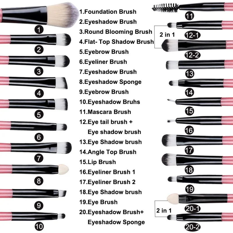 20Pcs Soft Makeup Eyeshadow Brushes Set  Eye Shadow Shader Crease Blending Brushes Eye Shadow Liquid Cream Powder Make Up Tool view 4