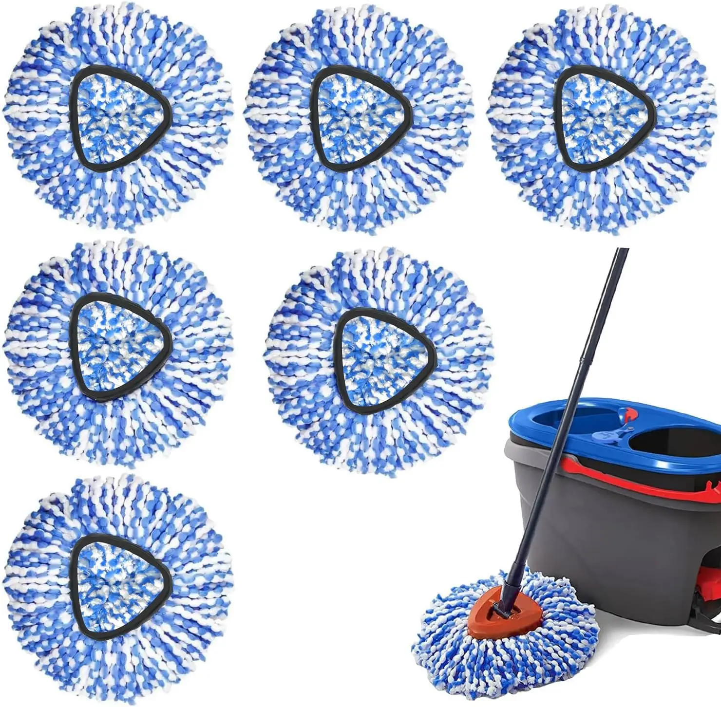

6-Pack Microfiber Spin Mop Replacement Heads for Hard Floors, Easy to Use and Washable