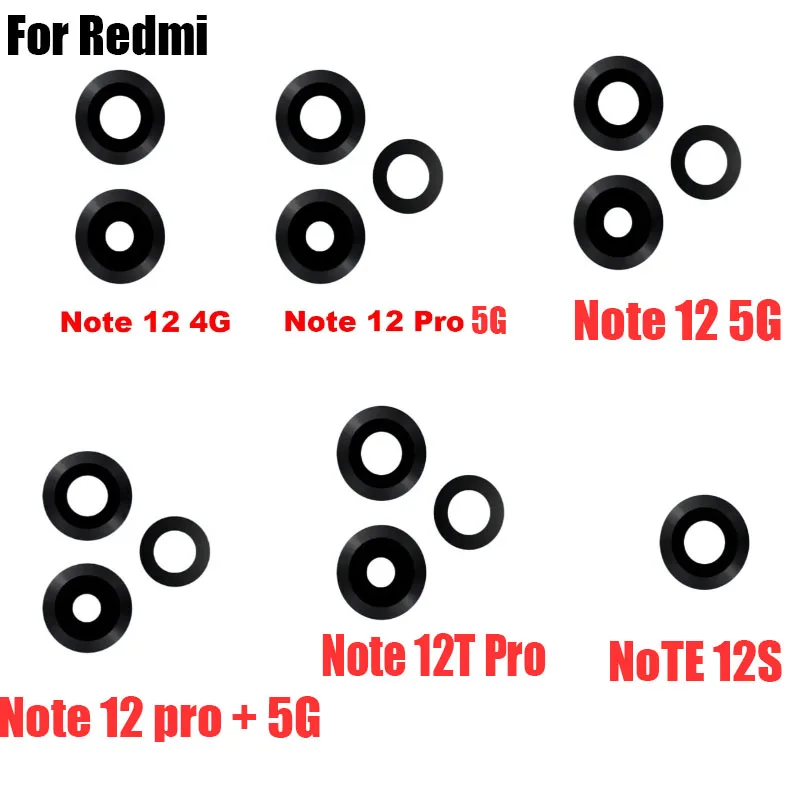 For Xiaomi Redmi Note 12 + Plus 12S 12T Turbo Pro 4G 5G  Rear Back Camera Lens Glass With Glue Adhesive Replacement