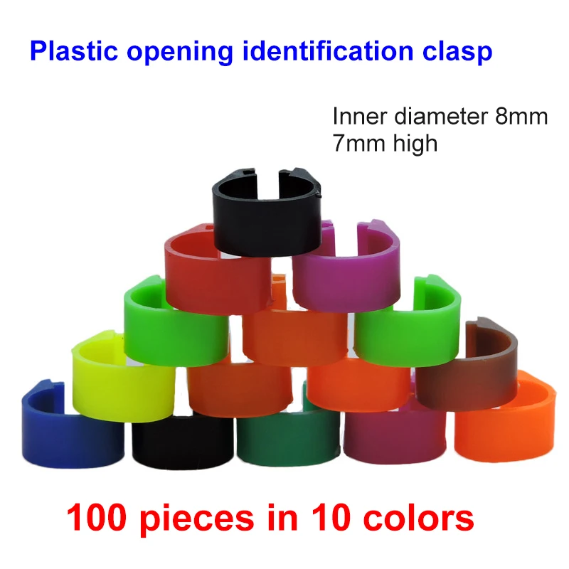 Inner Diameter 8mm 10mm Bird Foot Ring Dove Pigeon Parrot Leg Rings Small Birds Foot Ring Bird Clip Ring 10 Colors