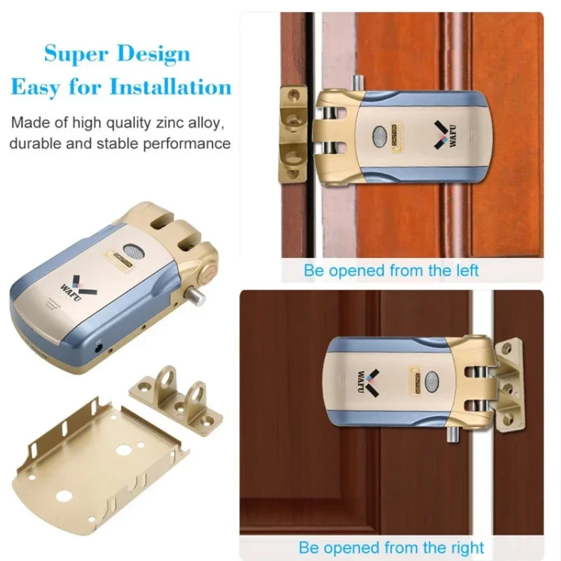 Wafu 019 Electric Door Lock Wireless Control With Remote Controller Smart Lock Security Door Easy Installing Indoor Lock