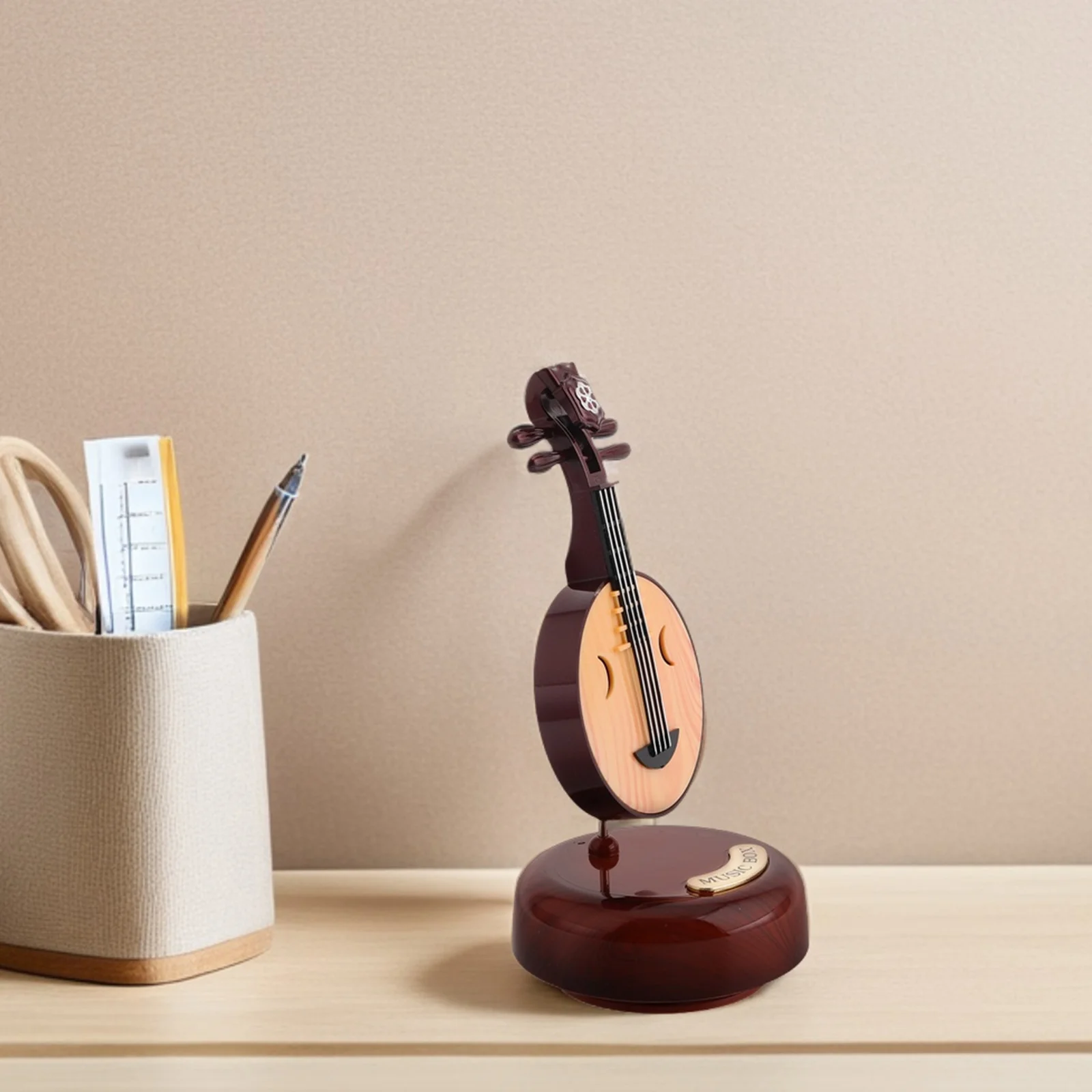 

Zhongruan Music Box Vintage Decor Musical Instrument Rotatable Wooden Boxes Elegant Design Music Box Rotating