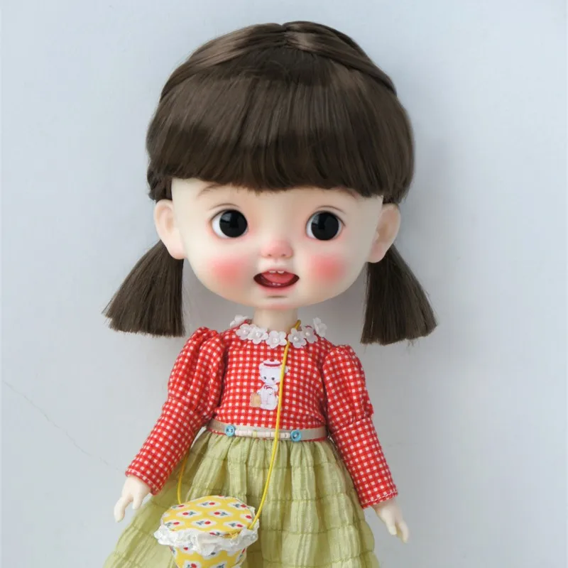 

JD553 1/8 1/6 1/4 1/3 короткие парики из тёмных косичек пони BJD OB11 YOSD SD MSD DOD QBaby Pullip синтетические мохеровые кукольные волосы