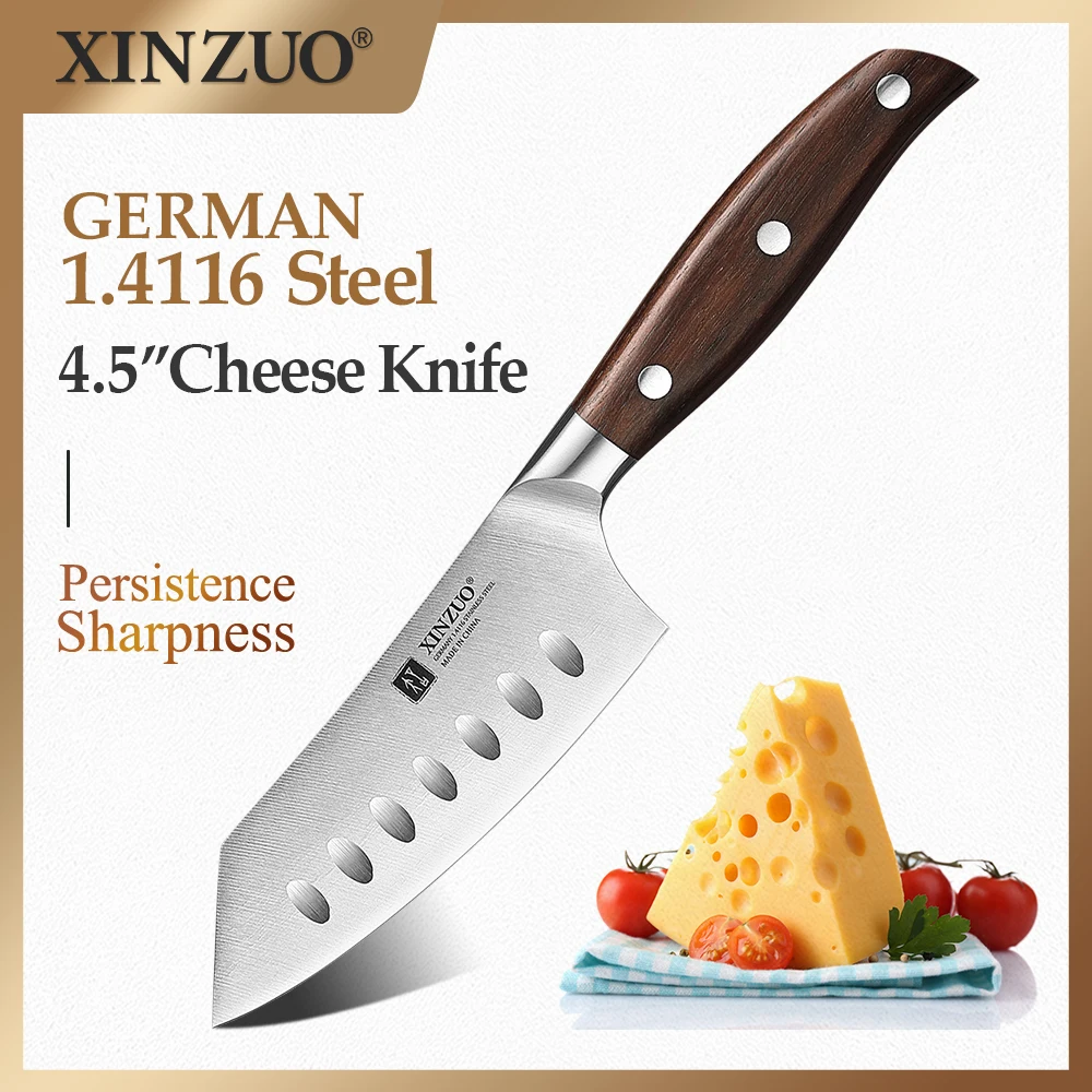 NEW XINZUO Cooking Tools 4.5 Inch Cheese Knife German Steel Stainles Steel Hardness 56-58HRC Beautiful Gift Box Packaging