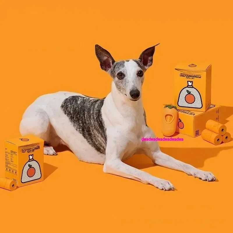

Orange Flavor Dogs Poo Bags Portable Dog Walking Bag with Fragrance Outdoors Degradable Garbage Bags Pet Supplies Accessories