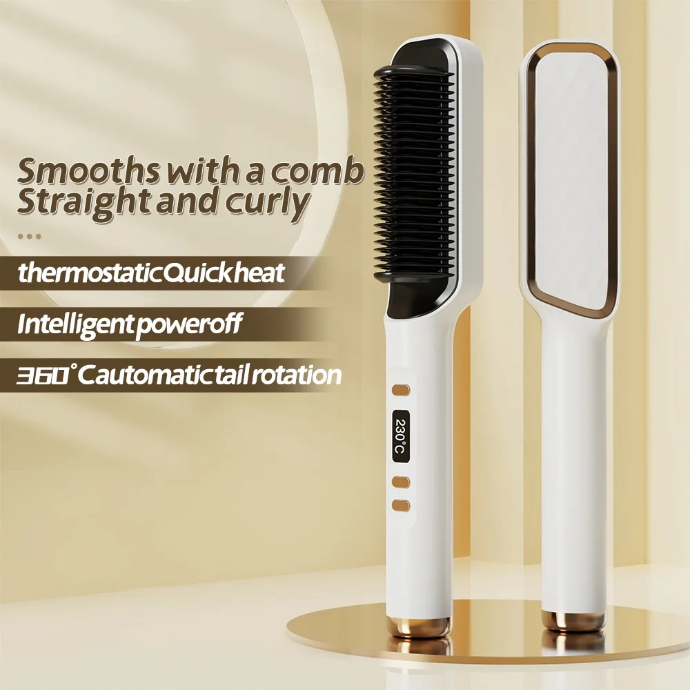 

Portable Home and Salon Use Electric Hair Straightener with Negative Ion Curly Hair Straightening Comb-New Plastic Handle Brush