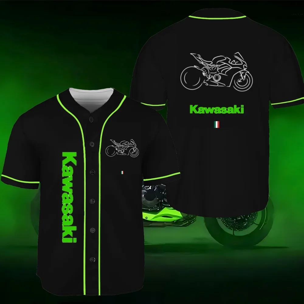 Kawasaki T-shirts for Men Adventure Men's Clothes Extreme Sports Mens Clothing Racing Suit Shirt Cardigan Cross-country Unisex