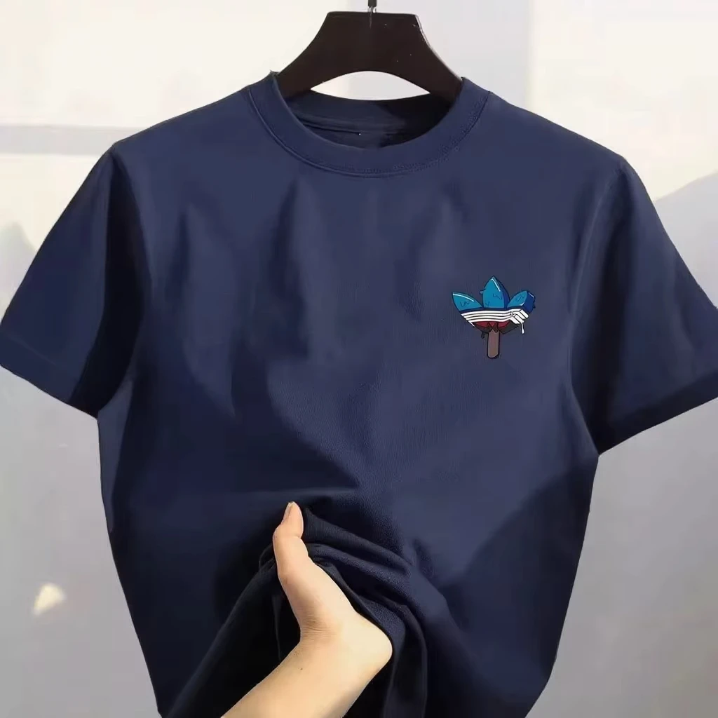 2026 Best-selling Korean Street Pure Cotton Cartoon Printed Round Co mfortable and loose men's and women's T-shirts