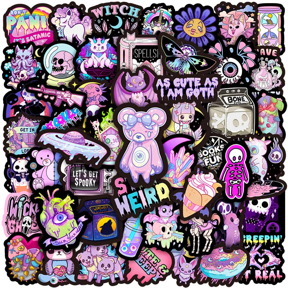 

10/30/50/100pcs Purple Gothic Dark Series Horror Stickers DIY Laptop Car Skateboard Graffiti Cartoon Decals Cool Sticker for Kid