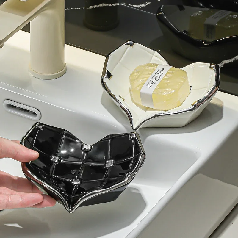 Ceramic Drain Soap Dish lotion Bottle Toothbrush Holder Household Toilet Bathroom Sink Toilet Soap Box Bathroom Accessories