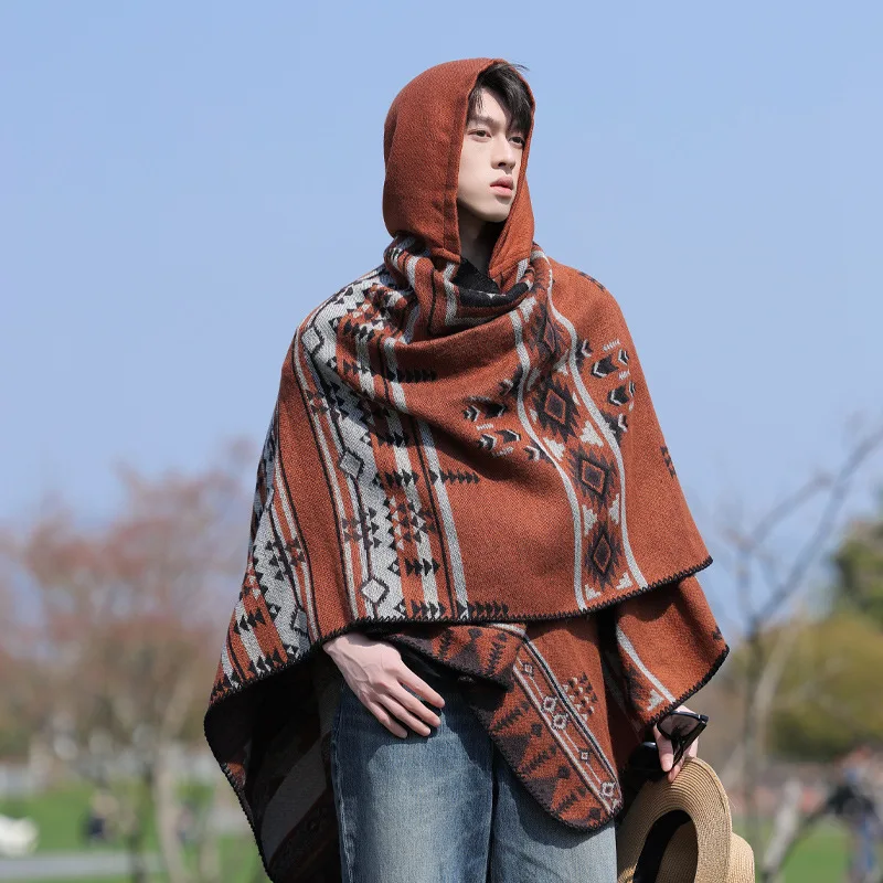 رجل المعطف تقليد الكشمير الألبكة على غرار سترة واقية العرقية تنوعا السفر عباءة دافئة انفصال لقضاء عطلة موضة الرأس P2