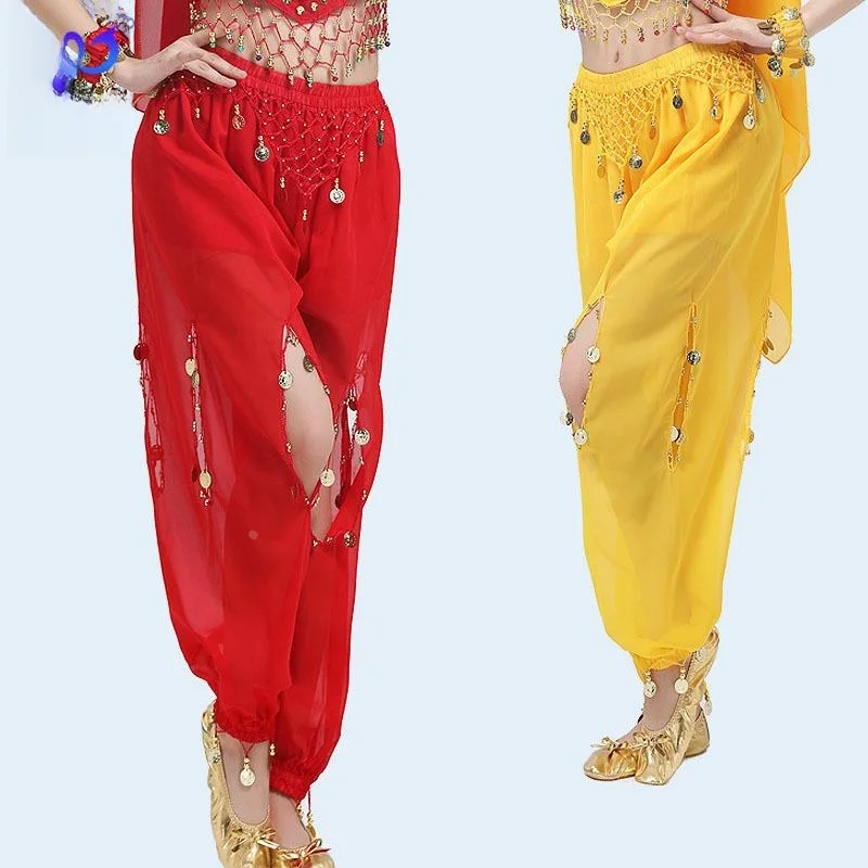 

Shiny Sequin Belly Dance Pants Stage Performance Costume Lantern Skirt Belly Dance Performance Clothes Sheer Chiffon Gift