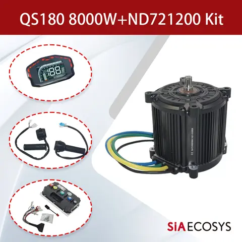 QS180 8000W 72V Mid Drive Motor Kit Peak 20kW with Fardriver ND721200 Sine Wave ControllerIP67 Waterproof for E-Motorcycle