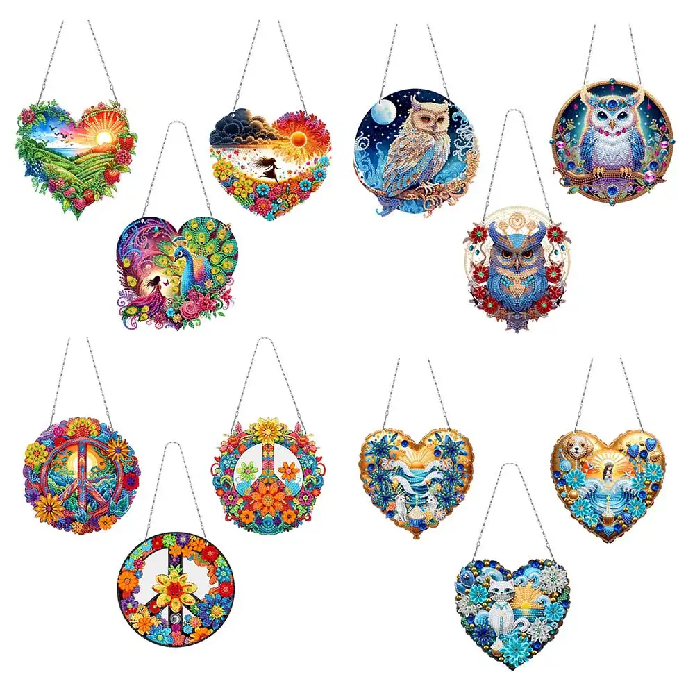 Ocean Waves Rhinestone Diamond Art Pendants Diamond Painting Ornaments Diamond Painting Hanging Pendant for Garden Window Decor