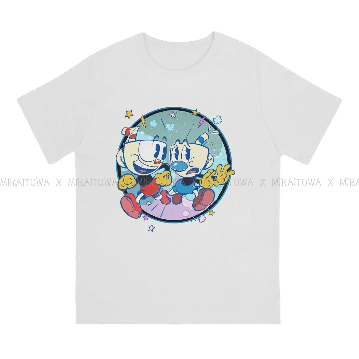 The Cup Head Show  Fashion TShirts Cuphead Battle Adventure Game Men Harajuku Pure Cotton Tops T Shirt Round Neck