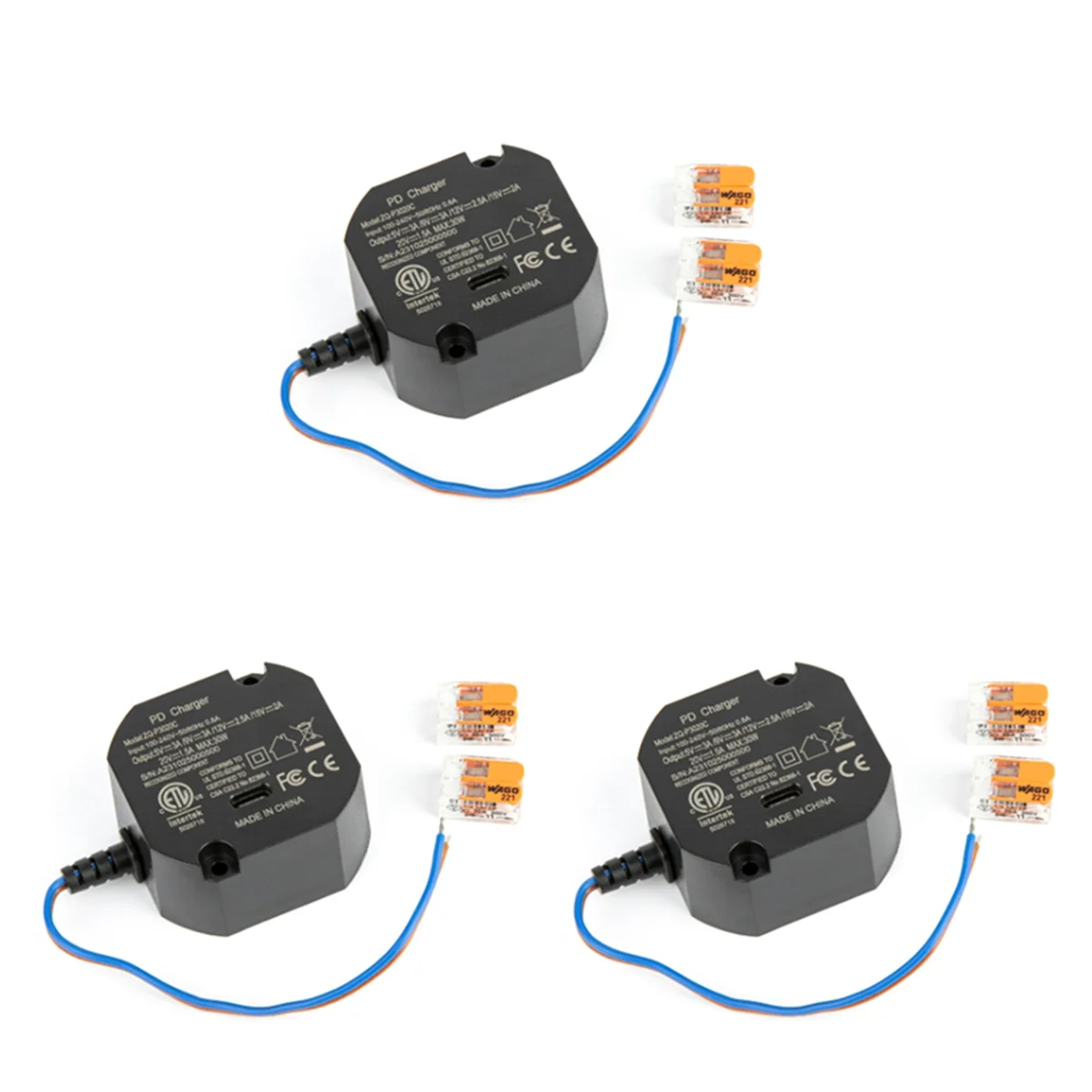 

3X адаптер переменного тока к USB C, настенный блок питания для планшетов USB-C 5-20 В с выходом 30 Вт для Ipad AC-USBC-EU-Y47A