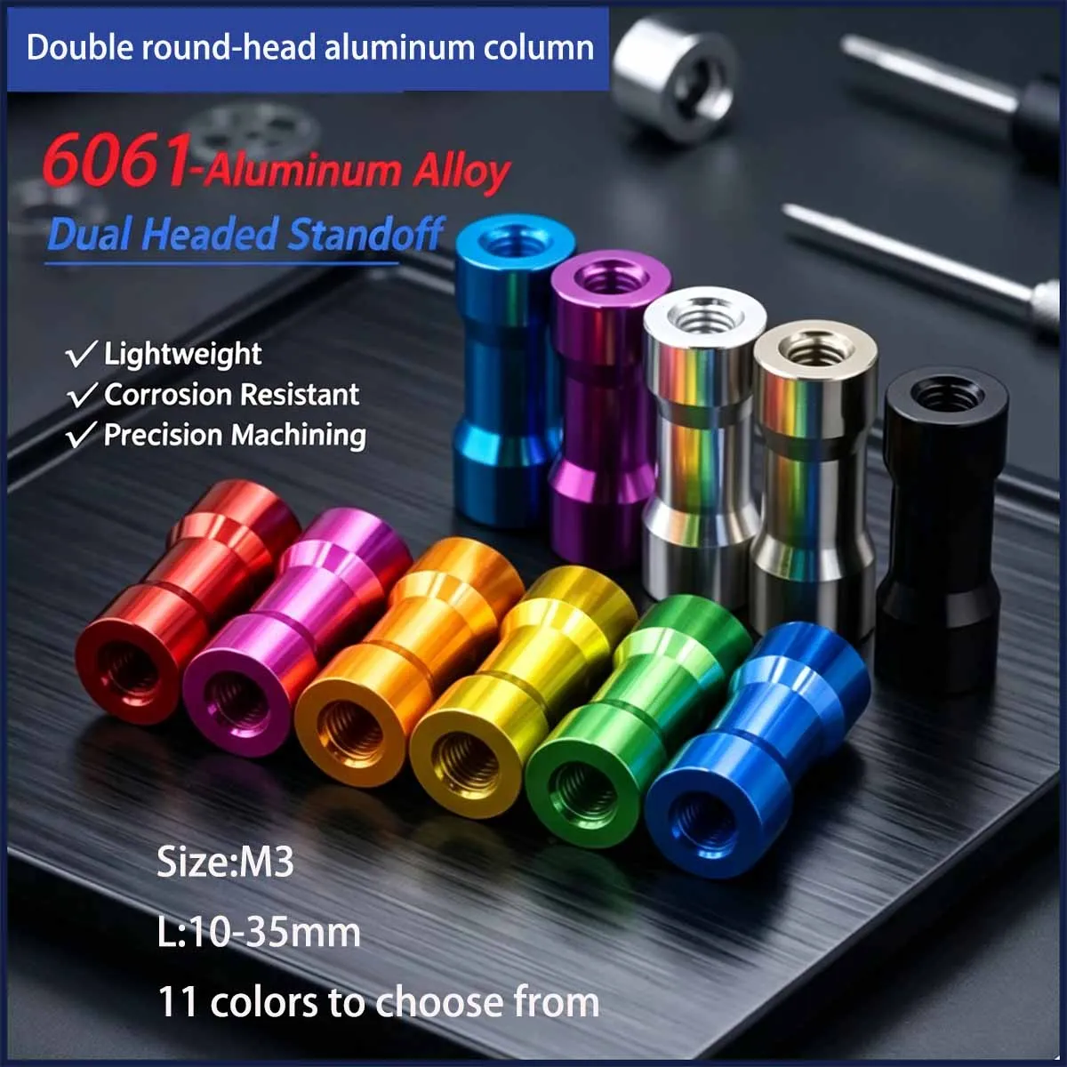 M3 Aluminum Alloy Anodized Double Round Head Aluminum Column With Multi Axis Cross Body Ultra-Light Pull Rod Connection Column