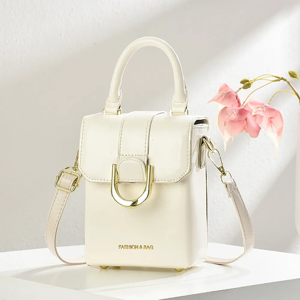 PU Crossbody Bag Adjustable Strap Macaron Color One-shoulder Bag Metal Accessories Large Capacity Handbag Outdoor Carry